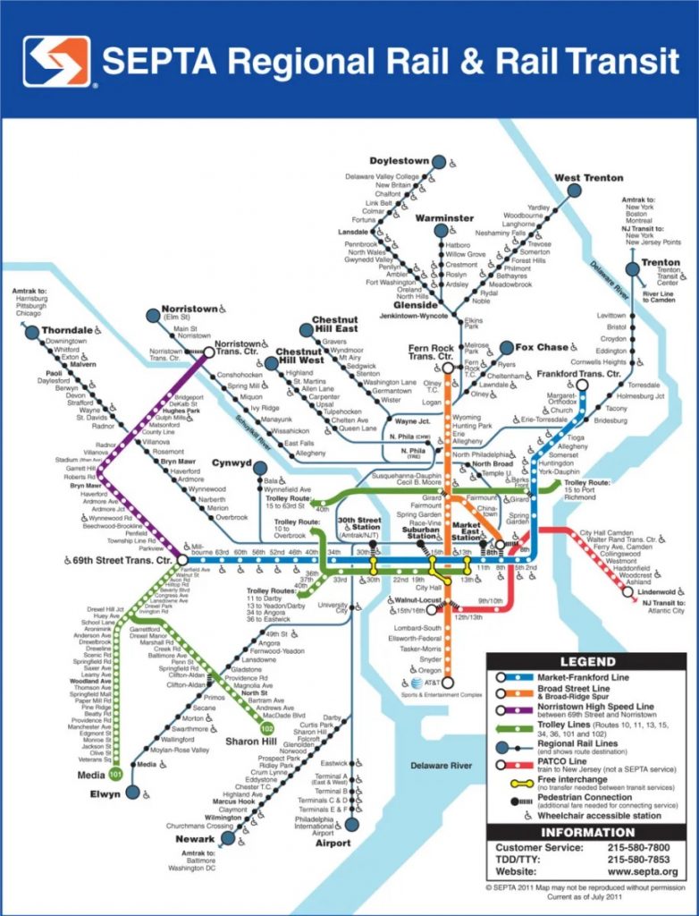 Philadelphia Mass Transit Map SEPTA